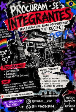 Procurando membros para banda de rock nacional e mpb