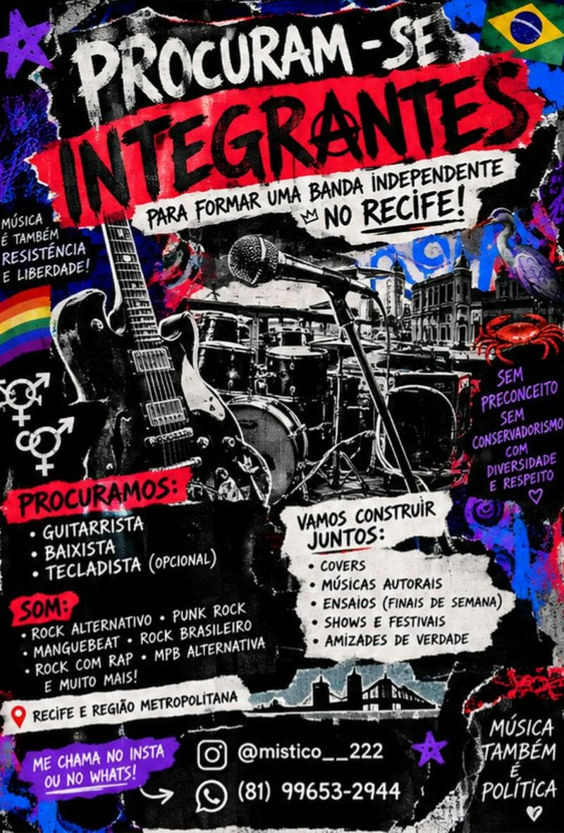 Procurando membros para banda de rock nacional e mpb